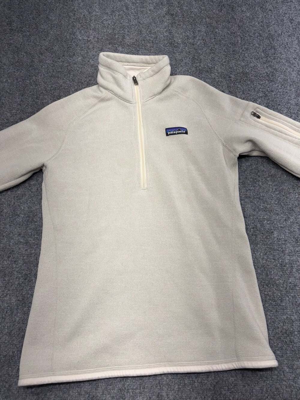 Patagonia Better Sweater Fleece Sweater Beige 1/4 Zip Mockneck Womens Size small